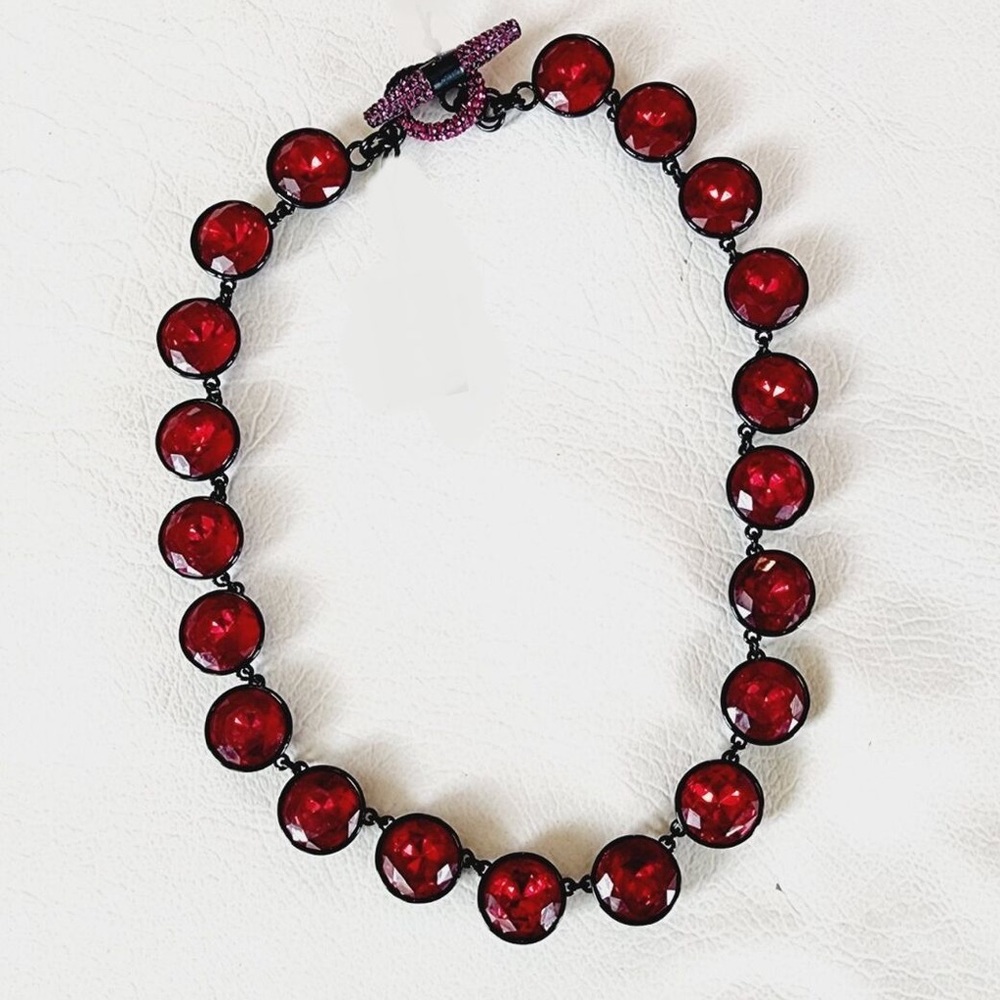 Juicy Couture Red Gemstone necklace with pink rhinestone toggle